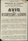 CORBEIL-ESSONNES. - Avis aux ressortissants algériens : recensement obligatoire pour les algériens de plus de 16 ans résidant en France depuis une date antérieure au 1er janvier 1969 (1969). 