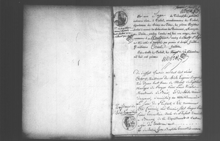 MONTGERON. Naissances, mariages, décès : registre d'état civil (1816-1822). 