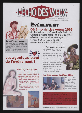 EVRY. - L'Echo des voeux, cérémonies des voeux, janvier 2005. 