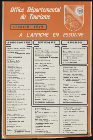 EVRY.- A l'affiche en Essonne : programme culturel, Office départemental du tourisme, février 1979. 