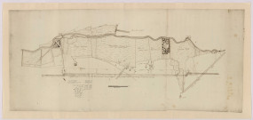 CHAMARANDE. - Représentation du nivellement de la Juine lorsque les deux moulins de Chagrenon et Veau tournent , s.d., 38 x 55 cm. 