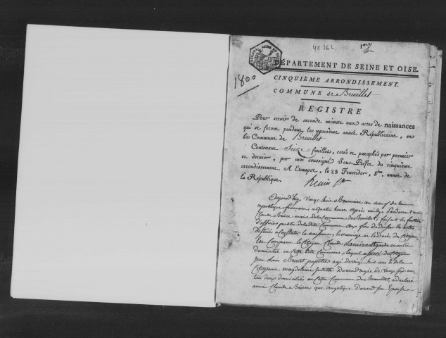 BREUILLET. Naissances, mariages, décès : registre d'état civil (an IX-1806). 