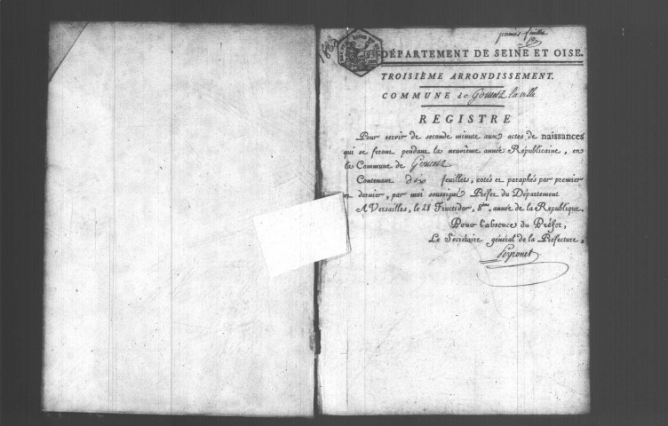 GOMETZ-LA-VILLE. Naissances, mariages, décès : registre d'état civil (an IX-1810). 