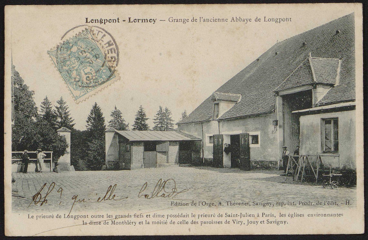 LONGPONT-SUR-ORGE. - Grange de l'ancienne abbaye de Longpont (avril 1905).