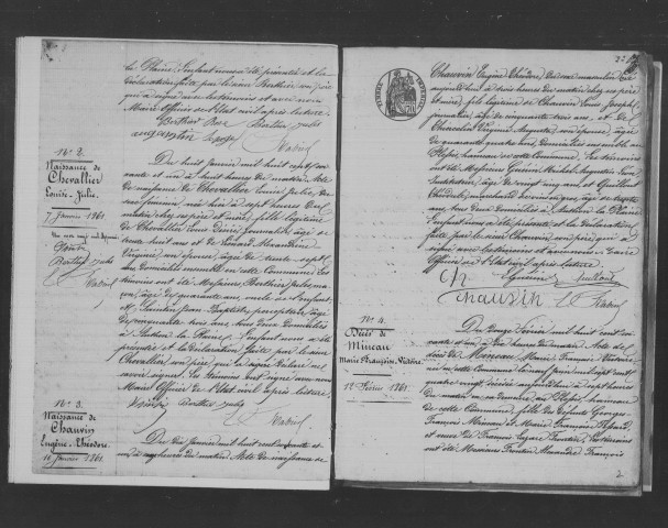 AUTHON-LA-PLAINE. Naissances, mariages, décès : registre d'état civil (1861-1867). 