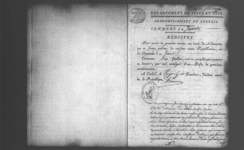 JUVISY-SUR-ORGE. Naissances, mariages, décès : registre d'état civil (an XI-1815). 