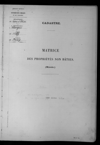 BROUY. - Matrice des propriétés non bâties [cadastre rénové en 1938]. 