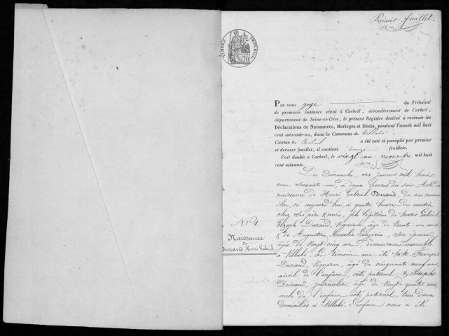 VILLABE. Naissances, mariages, décès : registre d'état civil (1861-1872). 