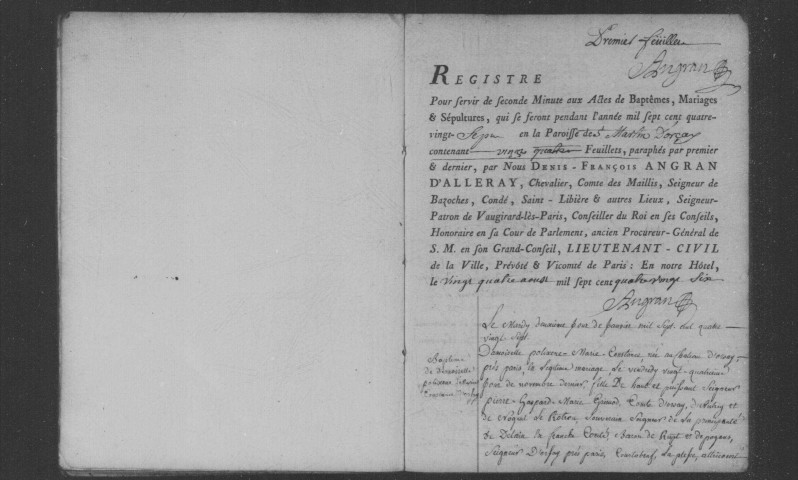 ORSAY. Paroisse Saint-Martin : Baptêmes, mariages, sépultures : registre paroissial (1787-1792). 