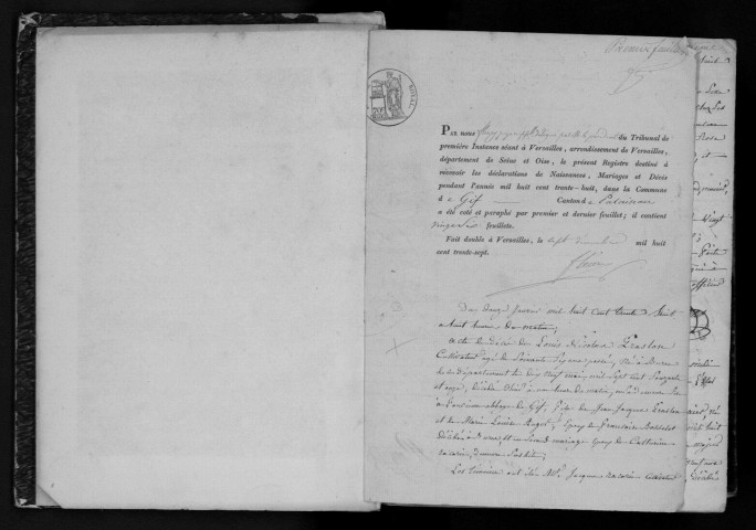 GIF-SUR-YVETTE. Naissances, mariages, décès : registre d'état civil (1838-1855). 