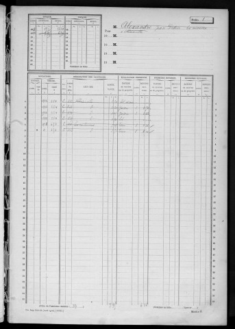 OLLAINVILLE. - Matrice des propriétés non bâties : folios 1 à 500 [cadastre rénové en 1938]. 