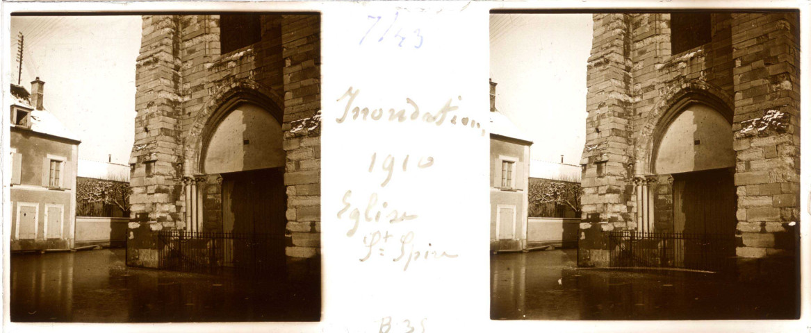 Prêt Poincet - Corbeil-Essonnes, inondations de la Seine : plaques de verre stéréoscopiques (janvier 1910).