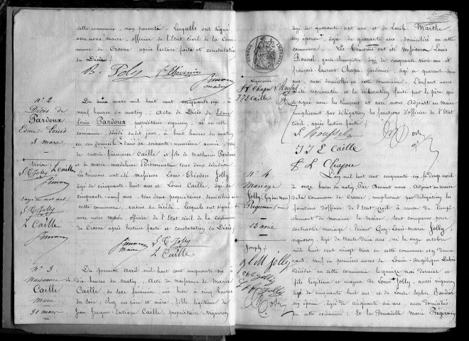 CROSNE. Naissances, mariages, décès : registre d'état civil (1856-1869). 