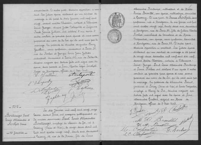 MONTGERON. - Mariages : registre d'état civil.