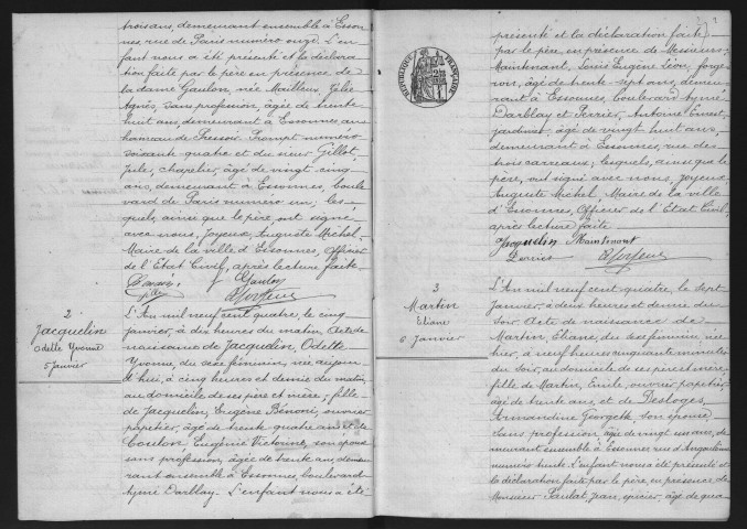 ESSONNES.- Naissances : registre d'état civil (1904). 