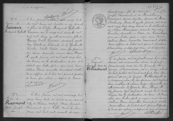 ATHIS-MONS.- Décès : registre d'état civil (1928). 