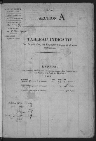 MESPUITS. - Etat de sections [cadastre rénové en 1934]. 