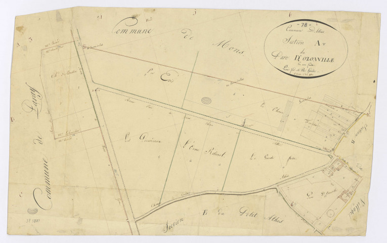 ATHIS-MONS. - Section A - Ozonville (Athis), ech. 1/2500, coul., aquarelle, papier, 50x78 (sd). 