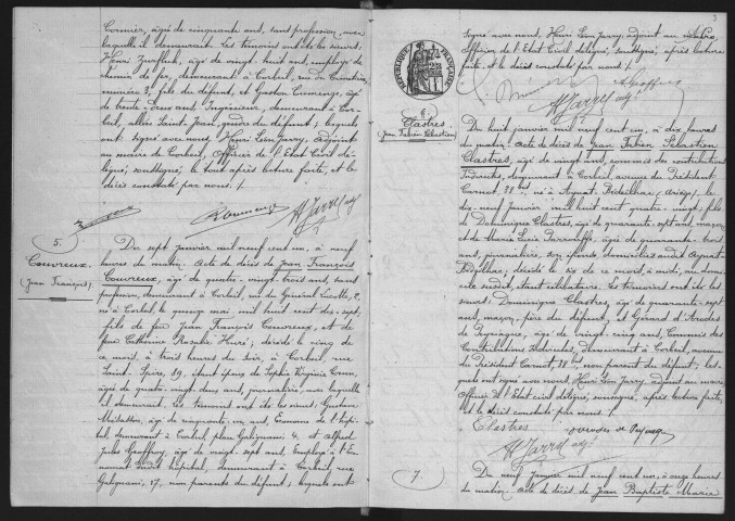 CORBEIL.- Décès : registre d'état civil (1901). 