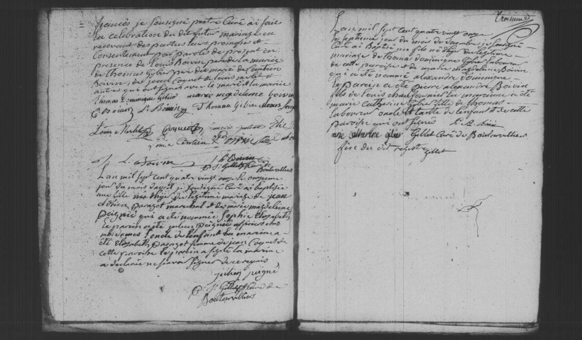 BOUTERVILLIERS. Naissances, mariages, décès : registre d'état civil (1791-an X). [mariages (an VII et les six premiers mois de l'an VIII), voir 4E1249]. 
