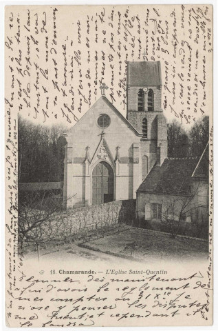 CHAMARANDE. - L'église Saint-Quentin, 1914, 30 lignes, ad. 
