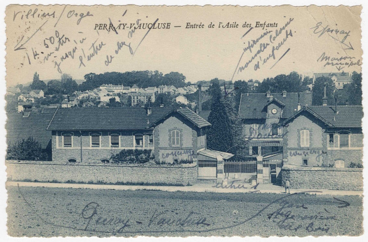 SAINTE-GENEVIEVE-DES-BOIS. - Perray-Vaucluse. Asile : Entrée de l'asile des enfants [1936, timbre à 40 centimes]. 