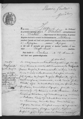 ARPAJON.- Naissances : registre d'état civil (1897-1904). 
