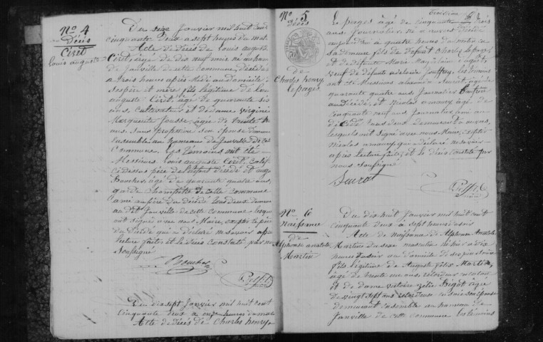 AUVERS-SAINT-GEORGES. Naissances, mariages, décès : registre d'état civil (1852-1860). 