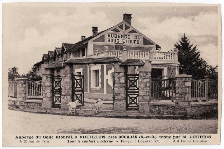 DOURDAN. - Rouillon - Auberge du Bouc Etourdi à Rouillon, tenu par M. Courbis. Editeur Baslé . 
