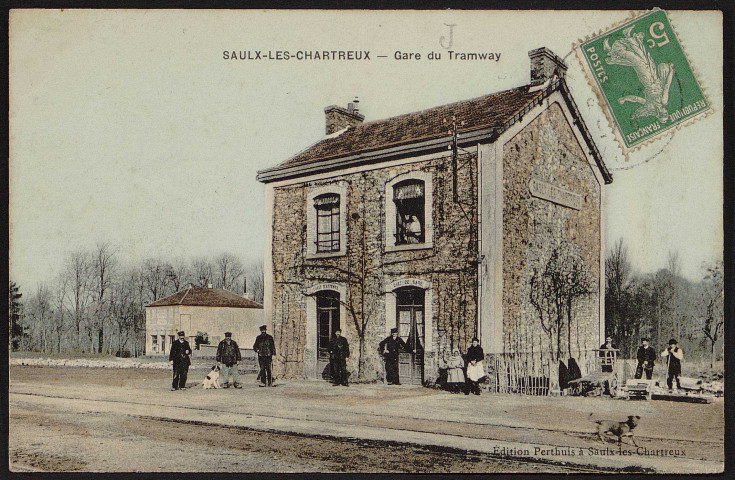 SAULX-LES-CHARTREUX .- La gare du tramway, ligne de Paris-Luxembourg à Arpajon [1907-1920]. 