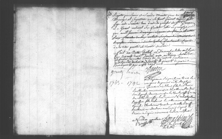 GOMETZ-LA-VILLE. Paroisse Saint-Germain-de-Paris : Baptêmes, mariages, sépultures : registre paroissial (1763-1792). 