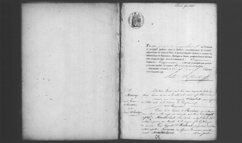 LONGJUMEAU. Naissances, mariages, décès : registre d'état civil (1858-1862). 