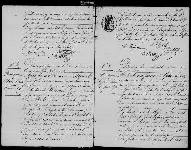 VILLEJUST. Naissances, mariages, décès : registre d'état civil (1873-1881). 