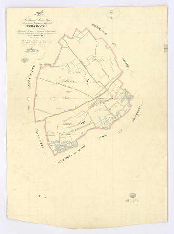 ECHARCON. - Plan d'assemblage, ech. 1/10000, coul., aquarelle, papier, 66x48 (1823). 