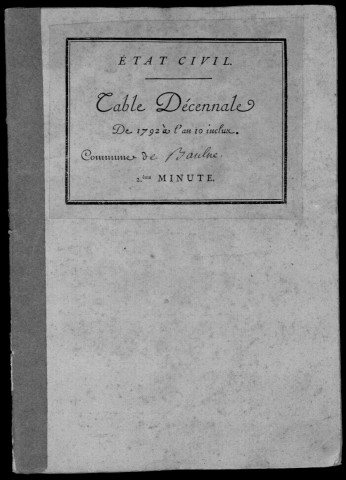 BAULNE. Tables décennales (1792-1902). 