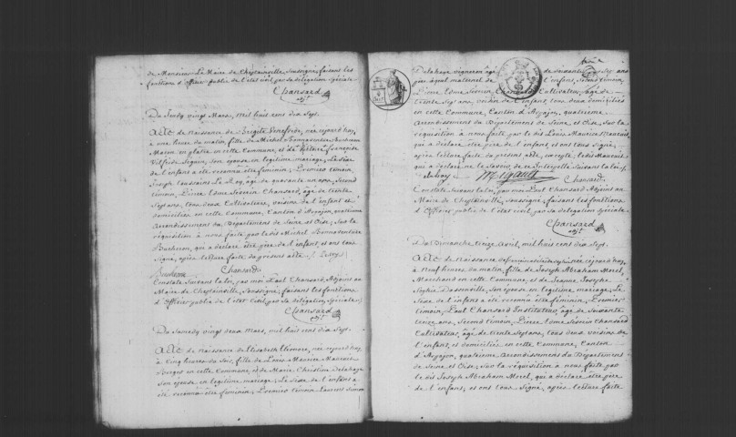 CHEPTAINVILLE. Naissances, mariages, décès : registre d'état civil (1817-1827). 