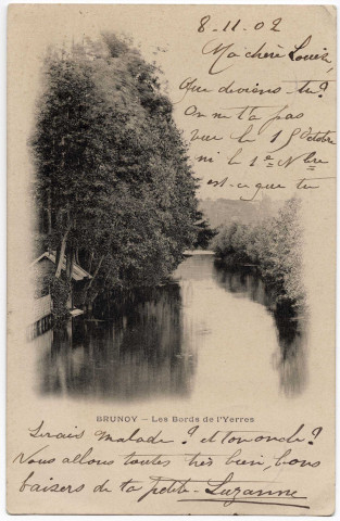 BRUNOY. - Bords de l'Yerres, 1902, 10 lignes, 10 c, ad. 
