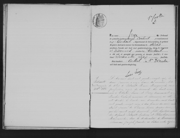 ESSONNES. Décès : registre d'état civil (1886). 