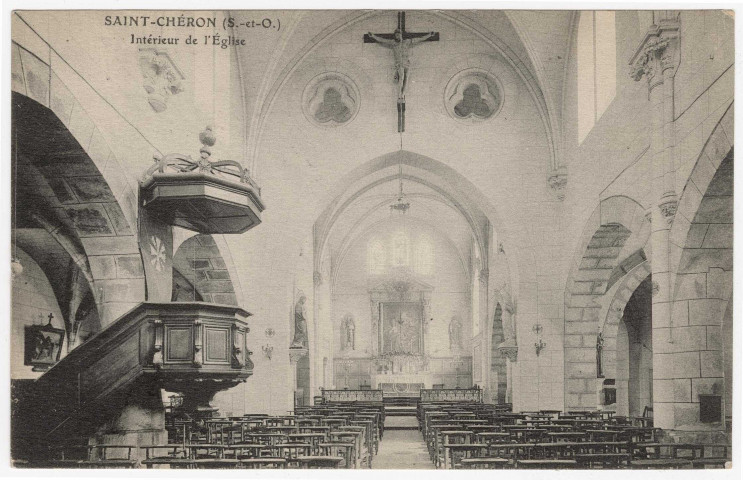 SAINT-CHERON. - Intérieur de l'église [2 timbres à 5 centimes]. 