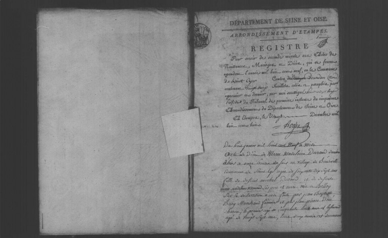 SAINT-CYR-SOUS-DOURDAN. Naissances, mariages, décès : registre d'état civil (1809-1816). 