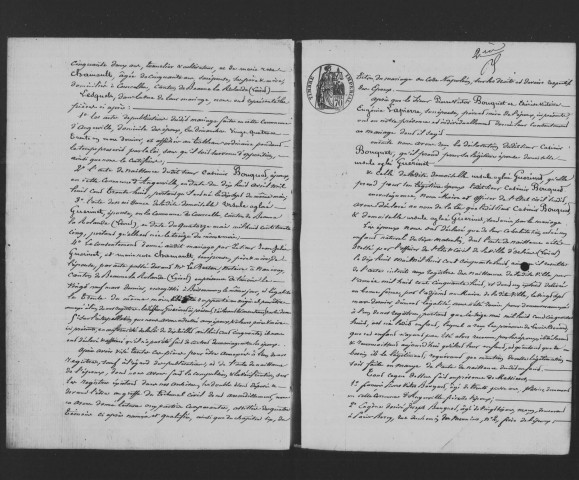 ANGERVILLE. Mariages : registre d'état civil (1861-1875) [M. 1874 : voir naissances même année]. 