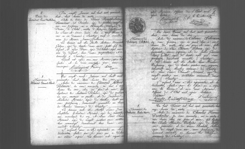 SAINTRY-SUR-SEINE. Naissances, mariages, décès : registre d'état civil (1848-1860). 