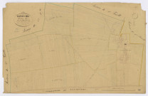 ESTOUCHES. - Section A - Village (le), 2, ech. 1/1250, coul., aquarelle, papier, 67x105 (1831). 