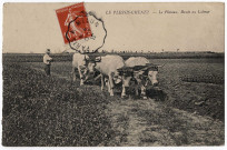COUDRAY-MONTCEAUX (LE). - Le plessis-Chenet - Le plateau, boeufs au labour. Editeur ND Phot, 1912, timbre à 10 centimes. 