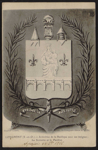 LONGPONT-SUR-ORGE.- Intérieur de l'église : Armoiries de la basilique (25 octobre 1916).