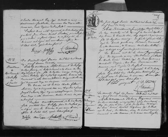 ANGERVILLE. Naissances : registre d'état civil (1831-1847). 