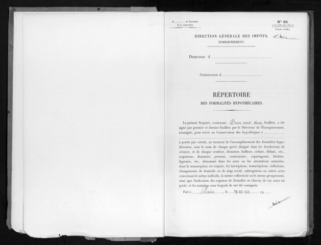 Conservation des hypothèques de CORBEIL. - Répertoire des formalités hypothécaires, volume n° 742 : A-Z (registre ouvert en 1953). 
