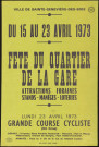 SAINTE-GENEVIEVE-DES-BOIS.- Fête du Quartier de la Gare : attractions foraines, stands, manèges, loteries. Grande course cycliste, 15 avril-23 avril 1973. 