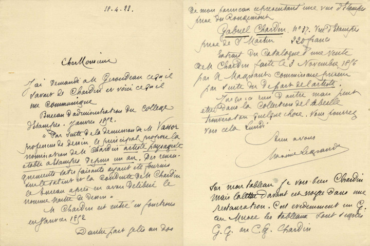 Correspondance, lettres autographes (1715 - 1927).