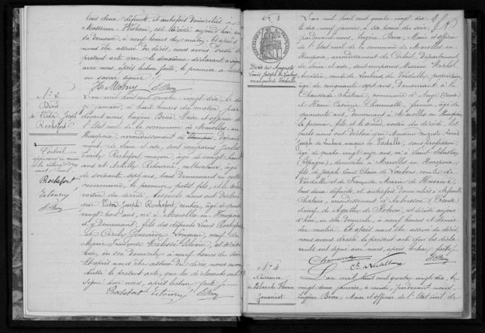 MAROLLES-EN-HUREPOIX. Naissances, mariages, décès : registre d'état civil (1890-1896). 